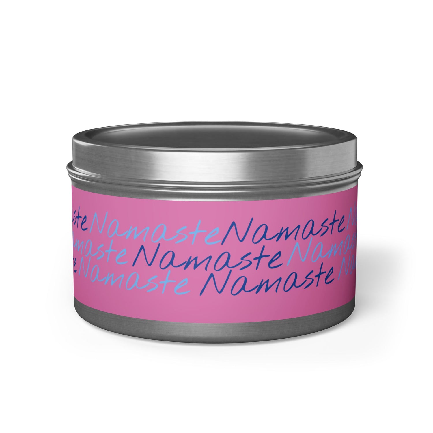 Serenity in Script - Namaste Tin Candle. Embrace Tranquility with Our Namaste Tin Candle, Where Every Flicker Whispers Peace and Harmony.