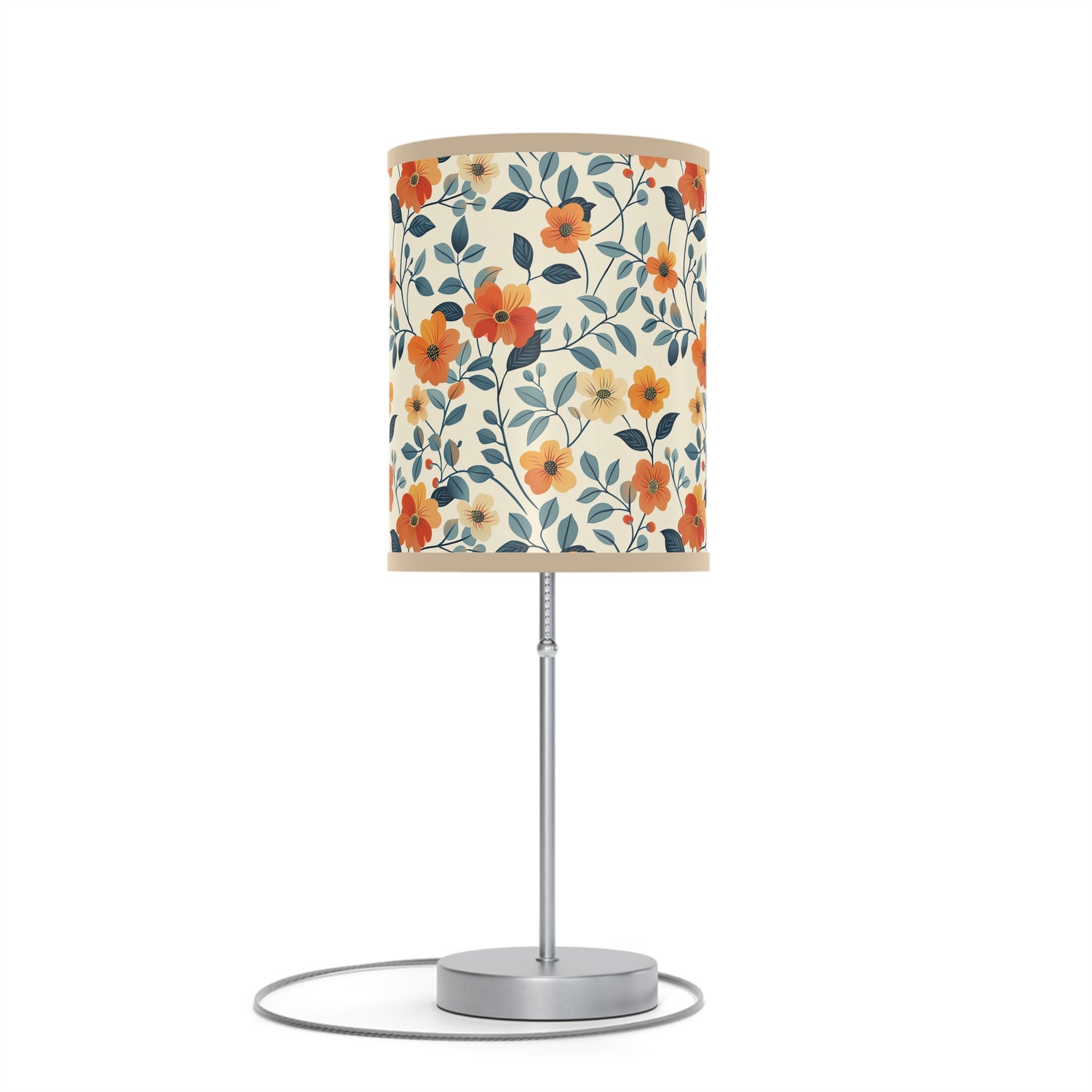 Autumn Bliss Midcentury Floral Modern Table Lamp. 20" Tall, Metal Stand, US|CA Plug, Available in 2 Finishes & Multiple Trim Colors