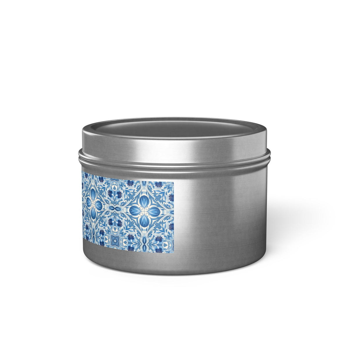 Dutch Blue Tile Tin Candle. Delft Calm, Travel Size. Available in 2 sizes, 3 finishes, and 5 scents.