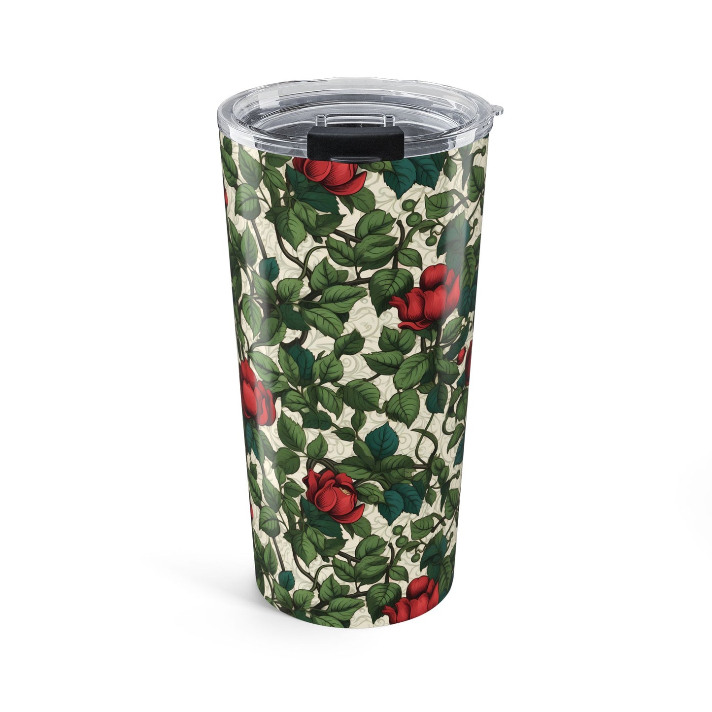 Classic Red Rose & Vine Insulated Tumbler - 20 oz. Stainless Steel, Glossy Finish