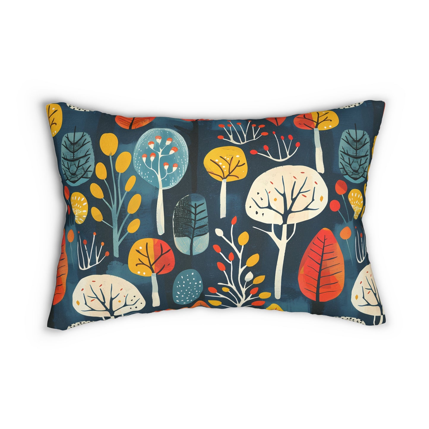 Retro Forest Lumbar Pillow - Spun Polyester - Double-Sided Print - Concealed Zipper - 20" x 14"