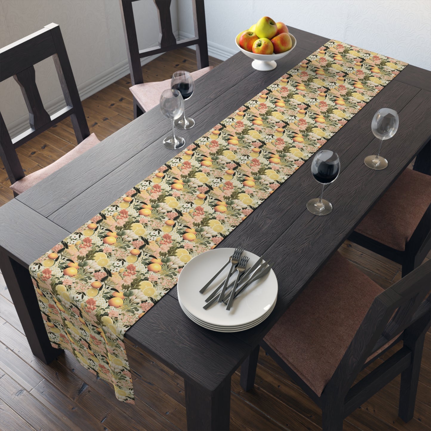 Old World Citrus Delight Table Runner - Cotton Twill - Available in 2 sizes: 16" x 72" and 16" x 90".