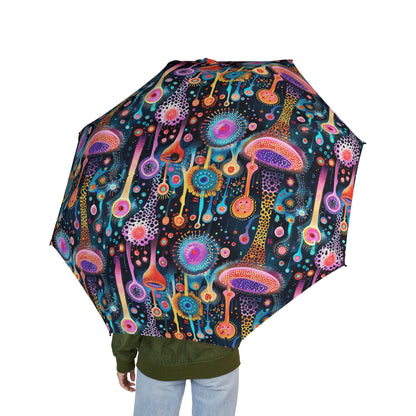 Surreal Seascape Forest Foldable Umbrella - Compact Semi-Automatic Travel Umbrella