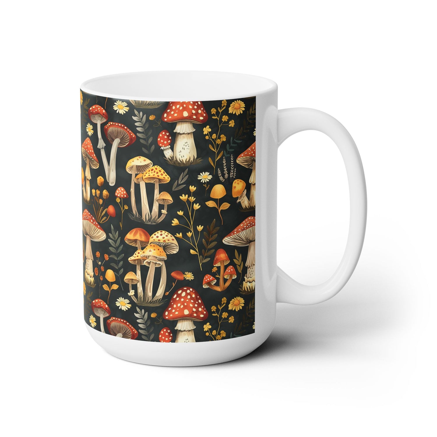 Whimsical Mushroom Forest Ceramic Mug - 15 oz. - Sip into the Magic of the Mushroom Forest!