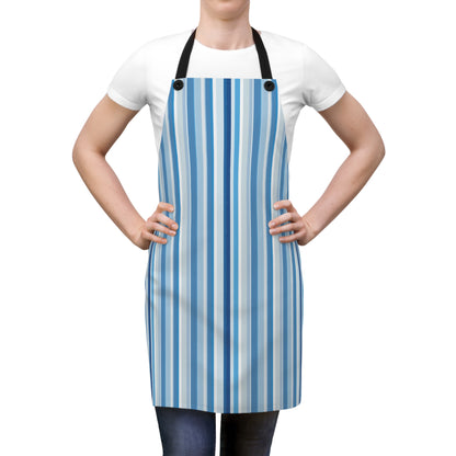 Shades of Light Blue Stripes Adult Apron