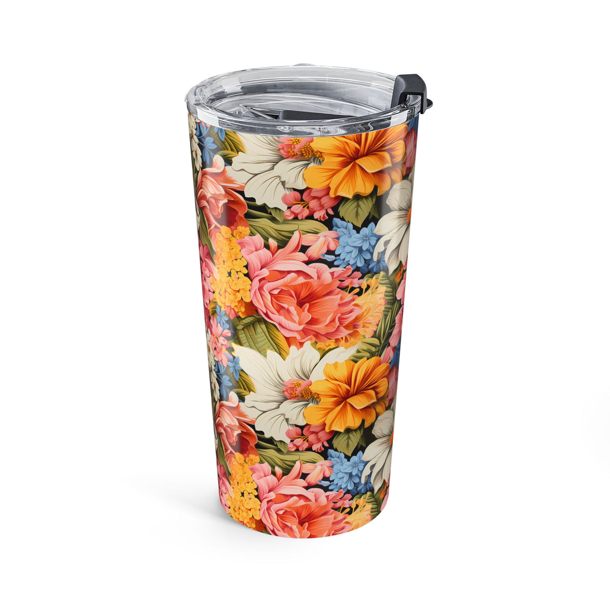 Chic Floral Insulated Tumbler - 20 oz. Stainless Steel, Glossy Finish