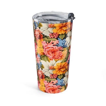 Chic Floral Insulated Tumbler - 20 oz. Stainless Steel, Glossy Finish