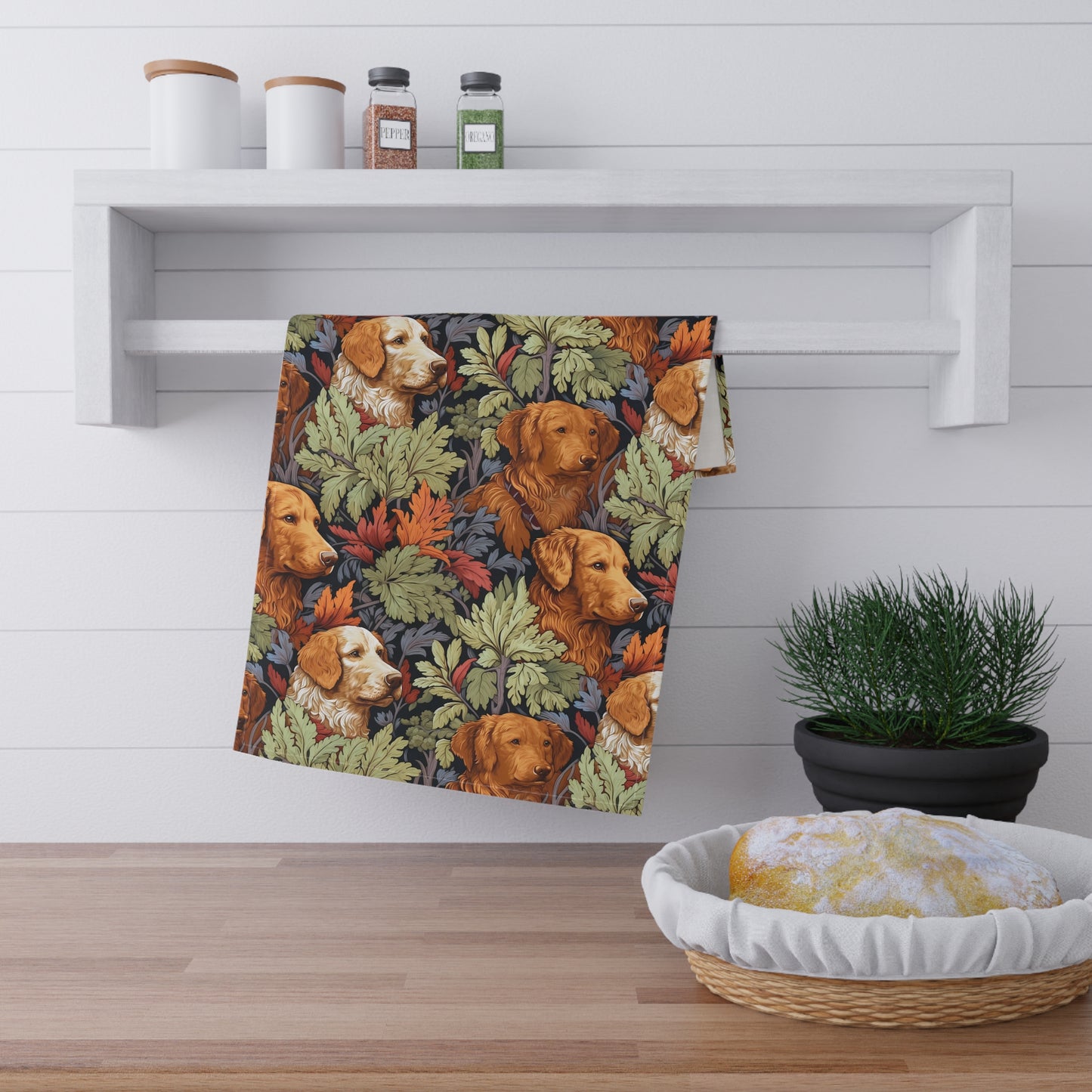 Classic English Dog Tapestry Kitchen Towel - Cotton Twill - 18" x 30"