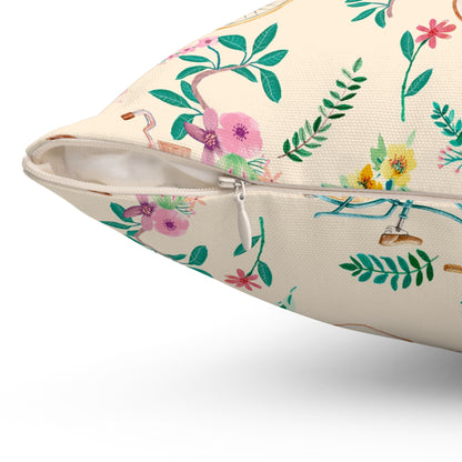 Spring Bicycle Square Throw Pillow - Spun Polyester - Double-Sided Print - Concealed Zipper - Available in 4 sizes