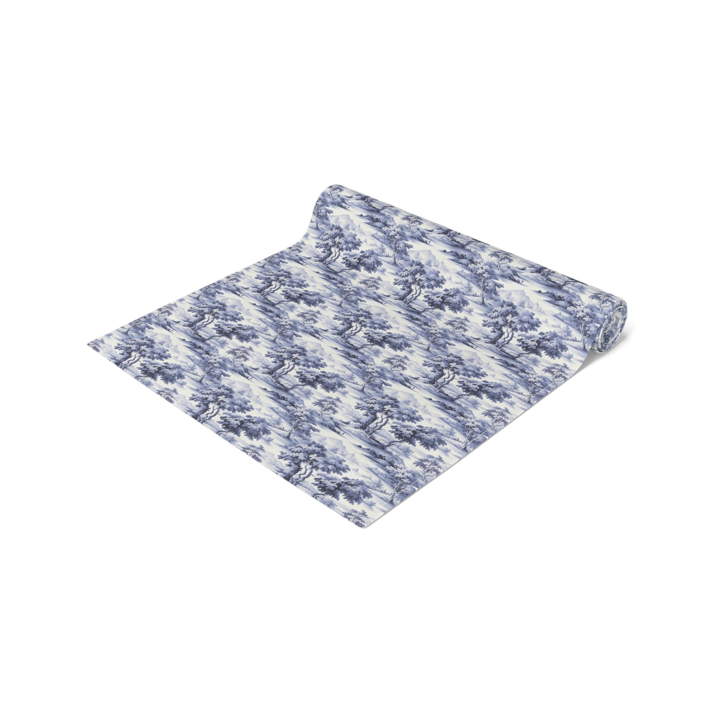 Blue & White English Countryside Table Runner - Cotton Twill - Available in 2 sizes: 16" x 72" and 16" x 90".