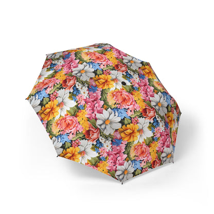 Chic Floral Foldable Umbrella - Compact Semi-Automatic Travel Umbrella