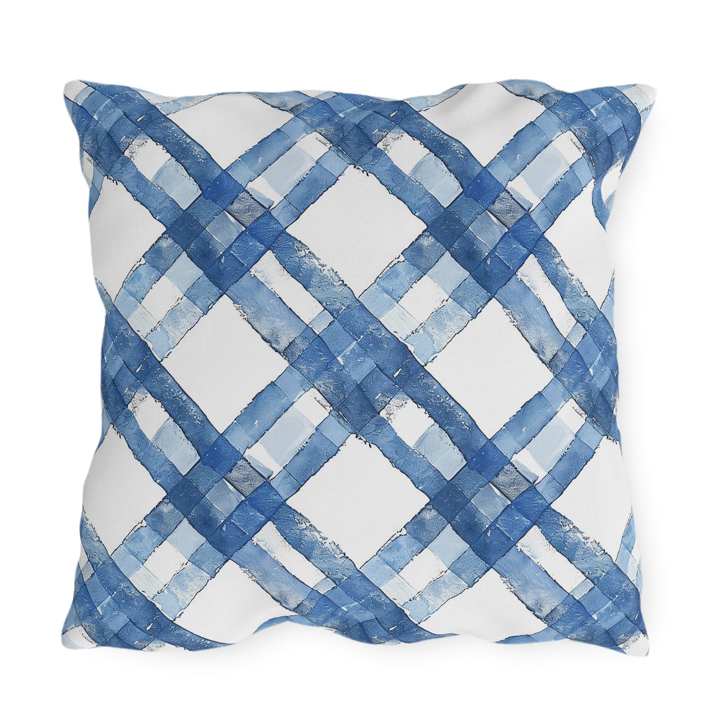 Blue Breeze Gingham Square Outdoor Pillow - Spun Polyester - Double-Sided Print - UV-Resistant - Water-Resistant - Available in 3 sizes.
