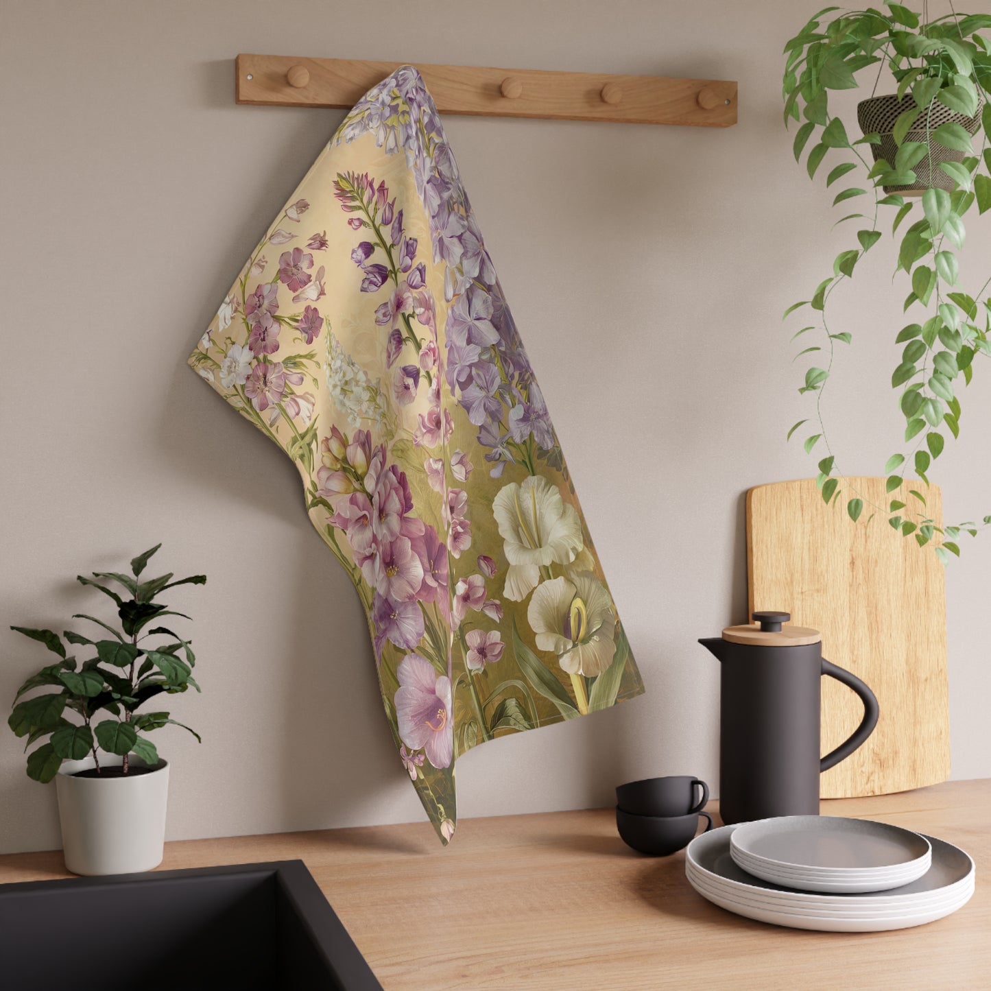 Gladiolus Grace Kitchen Towel - Cotton Twill - 18" x 30" - Sweep into a Floral Fantasy - Elegance in Every Wipe!