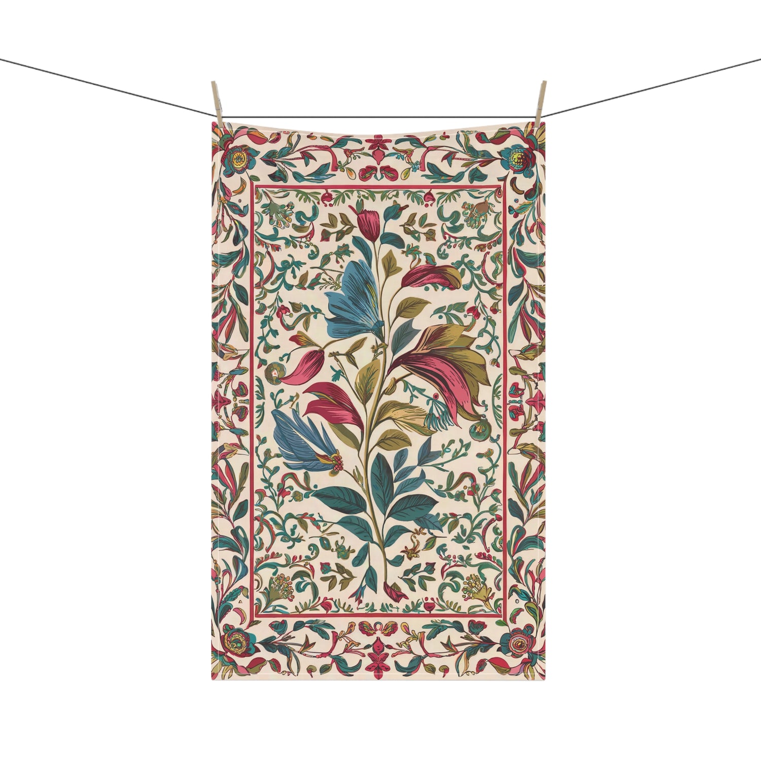 Tapestry Trellis Kitchen Towel - Cotton Twill - 18" x 30" - Renaissance Charm, Modern Utility – A Masterpiece in Every Wipe!