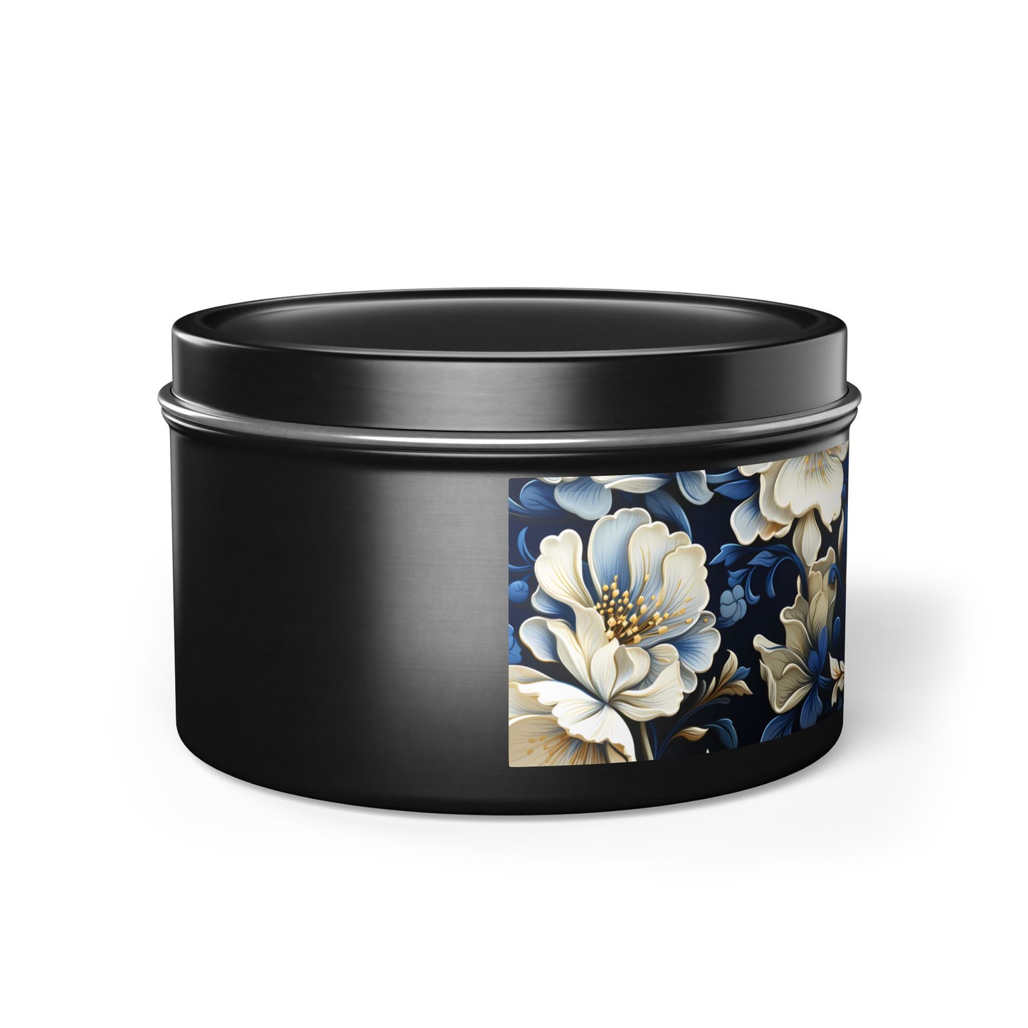 Whitman Floral Tin Candle. A Poet's Garden in a Tin. Available in 2 sizes, 3 finishes, and 5 scents.