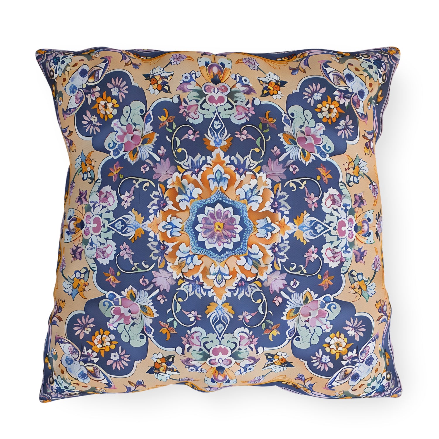 Sultan's Splendor Square Outdoor Pillow - Spun Polyester - Double-Sided Print - UV-Resistant - Water-Resistant - Available in 3 sizes.