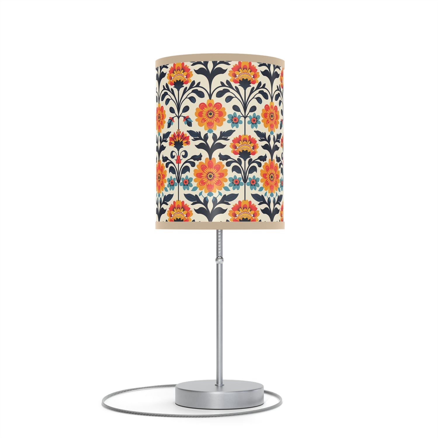 Swedish Garden Harmony Modern Table Lamp. 20" Tall, Metal Stand, US|CA Plug, Available in 2 Finishes & Multiple Trim Colors
