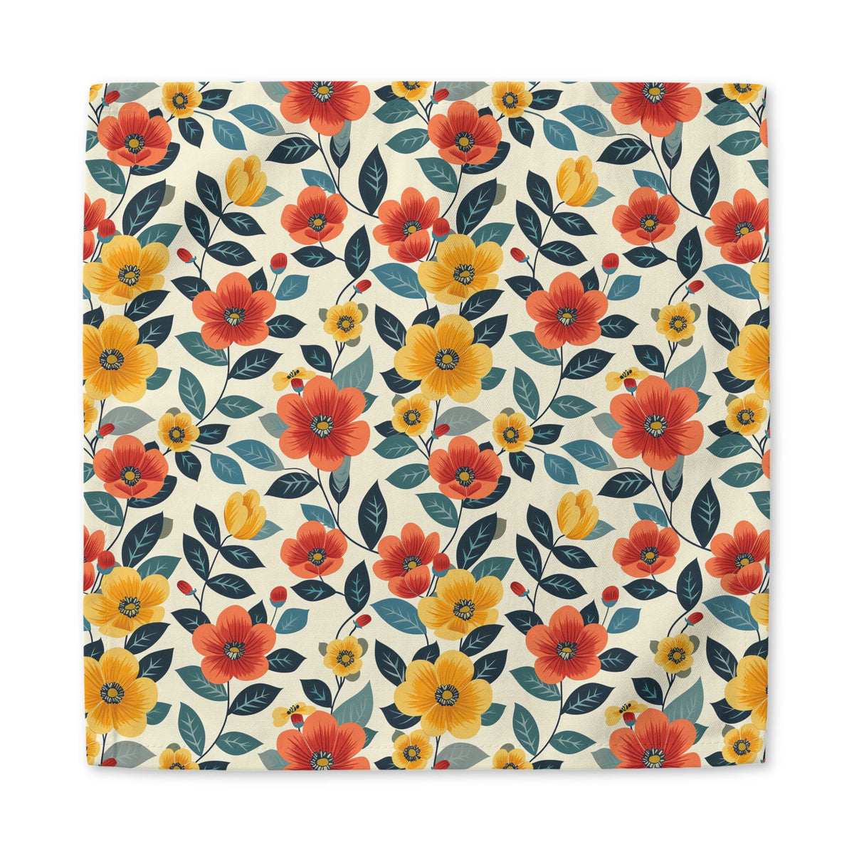 Midcentury Marigold Cotton Twill Napkin - Available in 2 sizes: 10" x 10" and 22" x 22".