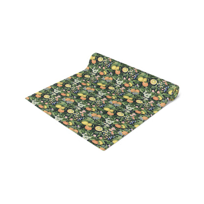 Classic Fruit & Floral Table Runner - Cotton Twill - Available in 2 sizes: 16" x 72" and 16" x 90".