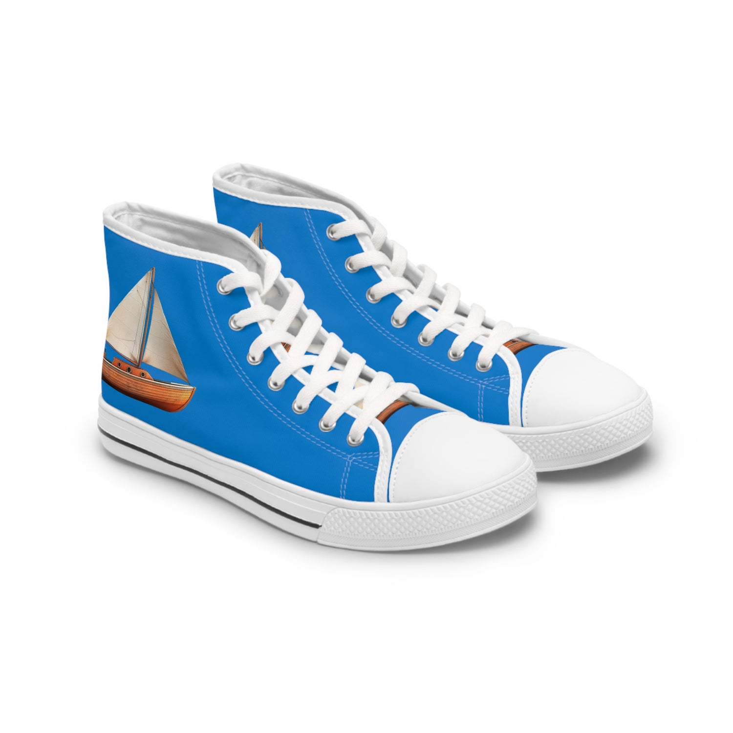 Sailboat Ladies' High Top Sneakers - Catch the Breeze – Sail Away in Stunning Style!