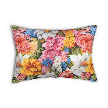 Chic Floral Lumbar Pillow - Spun Polyester - Double-Sided Print - Concealed Zipper - 20 x 14