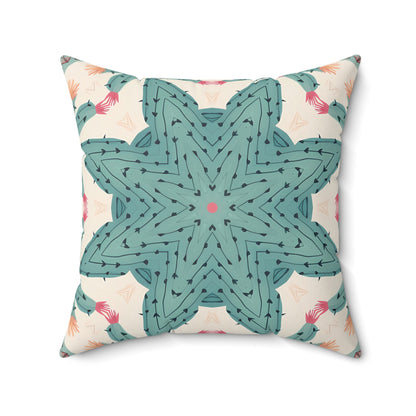 Desert Cactus Star Tile Square Throw Pillow - Double Sided Print - Concealed Zipper - Available in 4 sizes.