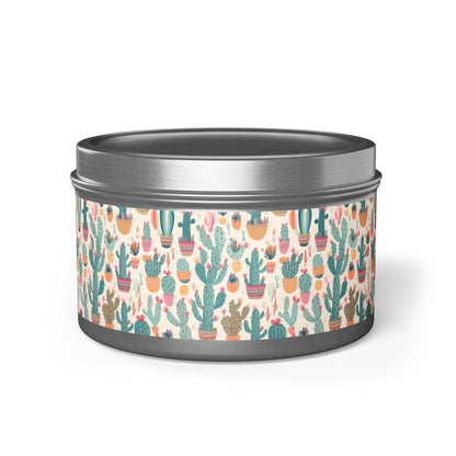Desert Bloom Boom Tin Candle. Desert Blooms in a Tin. Available in 2 sizes, 3 finishes, and 5 scents.