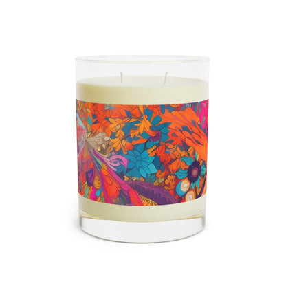 Kaleidoscopic Floral Dance 100% Soy Wax Scented Candle - 11 oz. Full-Glass, Phthalate-Free & Lead-Free - Three Fragrance Options
