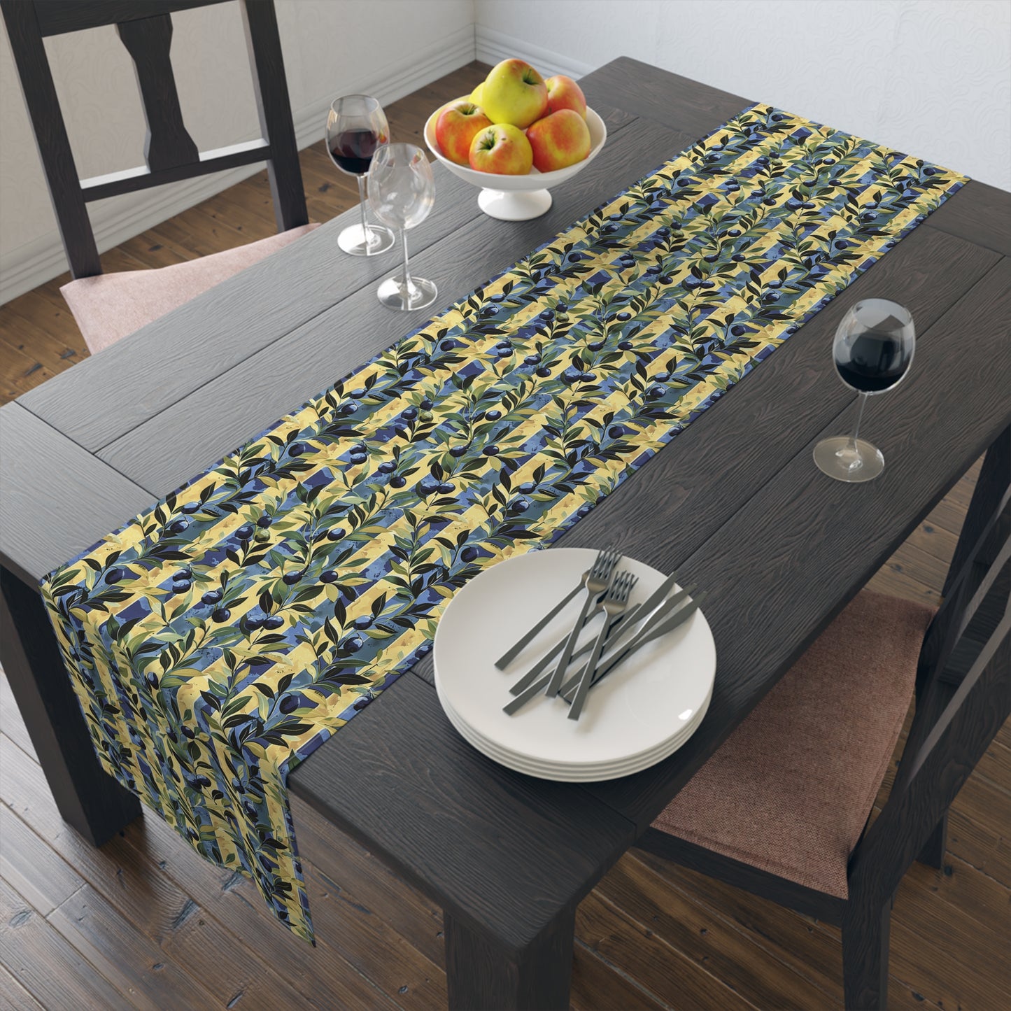 Olive Orchard Stripes Table Runner - Cotton Twill - Available in 2 sizes: 16" x 72" and 16" x 90".