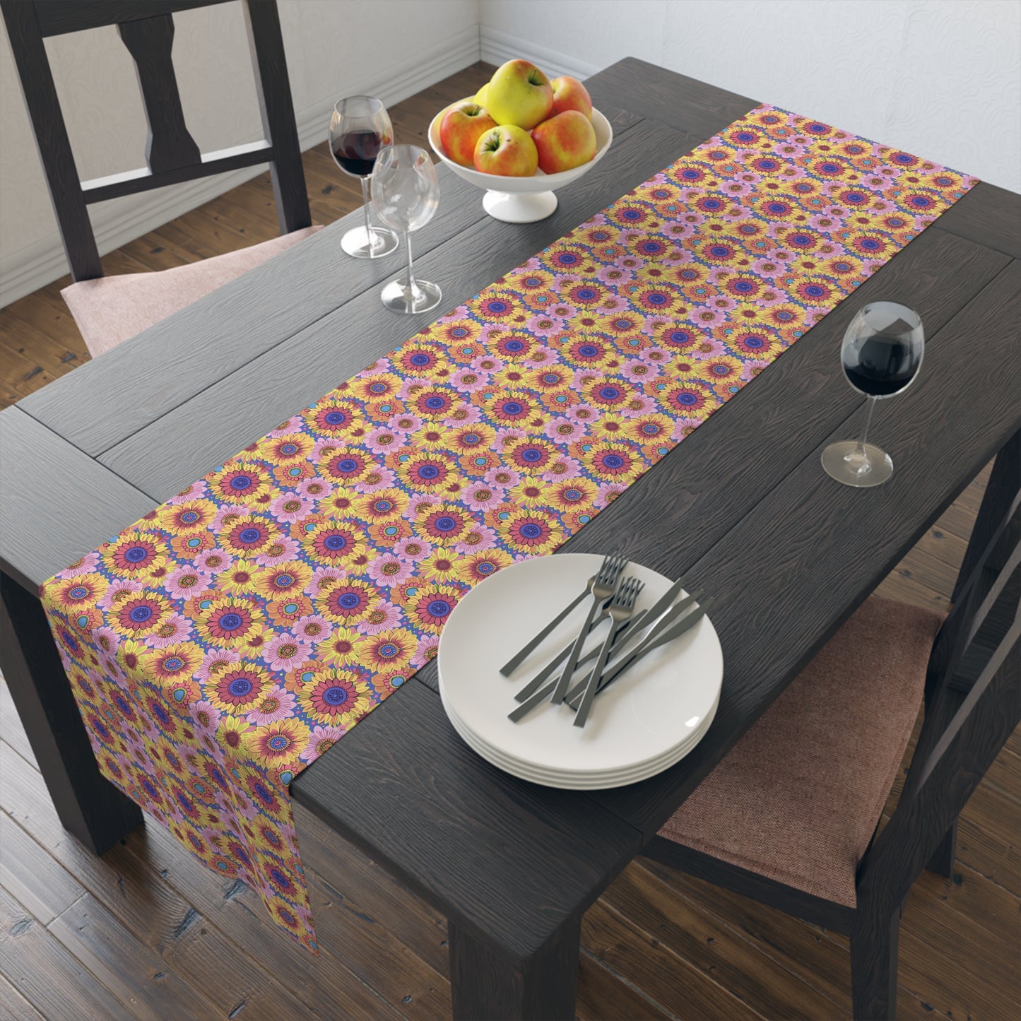 Sunny Garden Soiree Table Runner - Cotton Twill - Available in 2 sizes: 16" x 72" and 16" x 90".