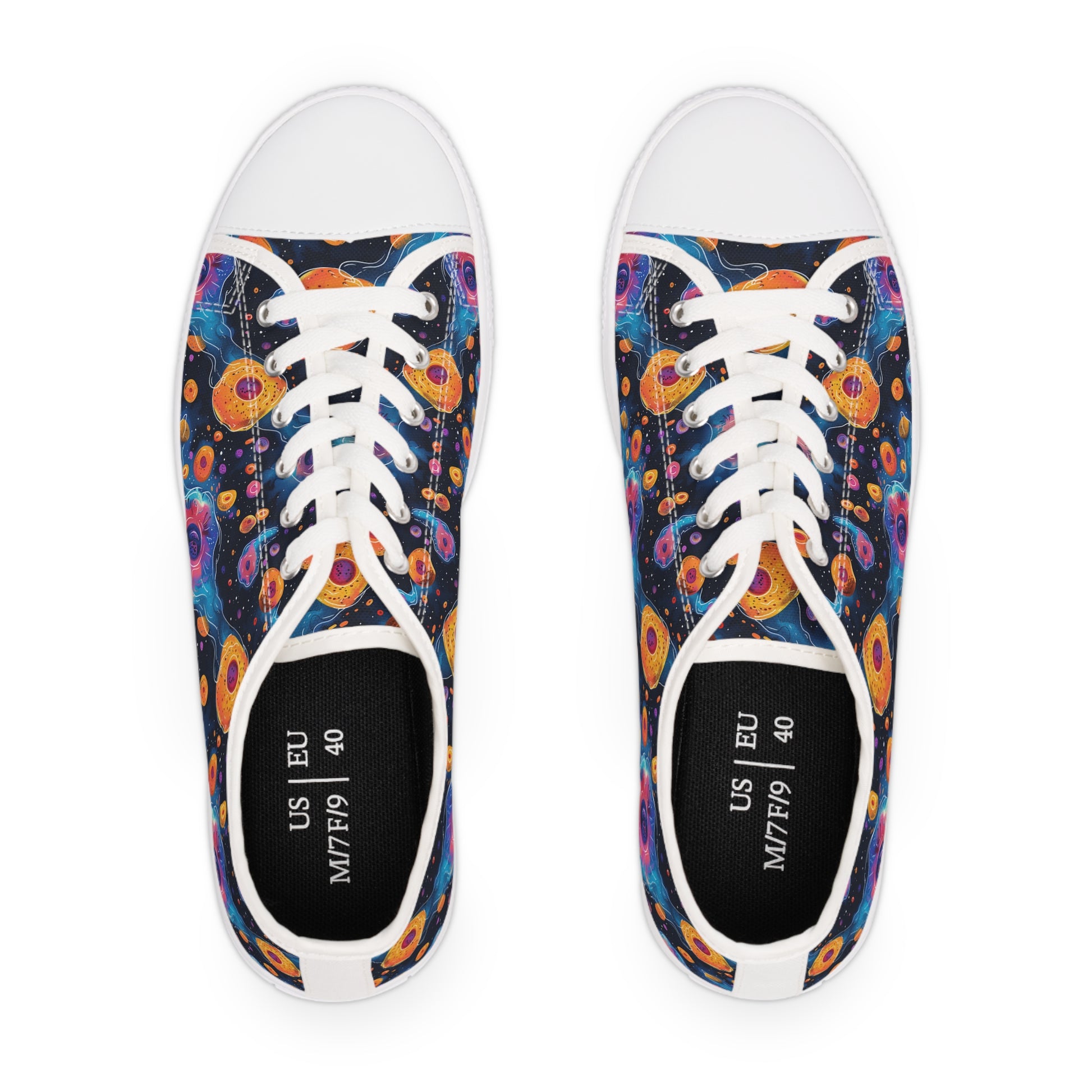 Birth of Celestial Life Ladies' Low Top Sneakers - Step Into the Stars – Where Every Step is a Celestial Adventure!