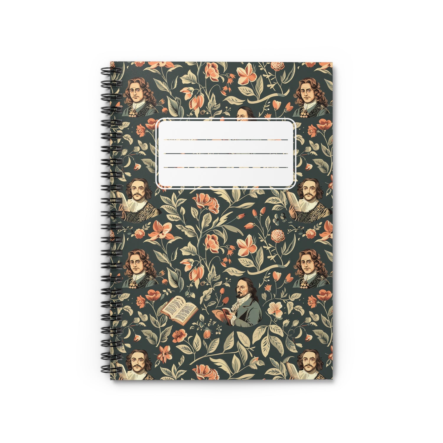 The Bard's Garden Chic Spiral Notebook - Ruled Line - Where Literary Legends Bloom – Capture Your Words with Timeless Grace!