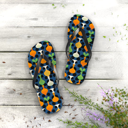 Mod Floating Vases Flip Flops. 5/8" Thick Comfortable Summer or Winter Gym/Sauna Footwear for Men and Women.