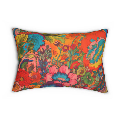 Kaleidoscopic Floral Dance Lumbar Pillow - Spun Polyester - Double-Sided Print - Concealed Zipper - 20 x 14