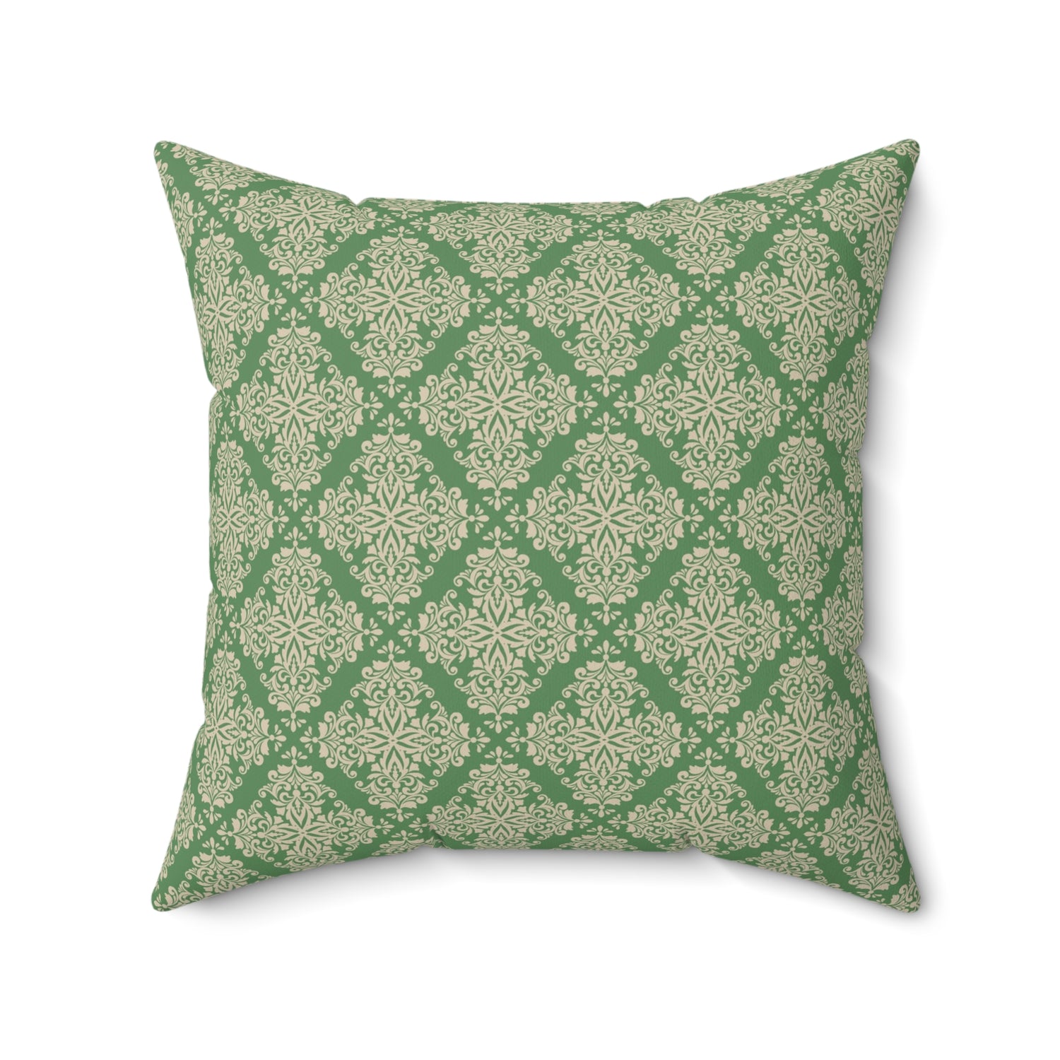 Emerald Flourish Square Throw Pillow - Spun Polyester - Double-Sided Print - Concealed Zipper - Available in 4 sizes.