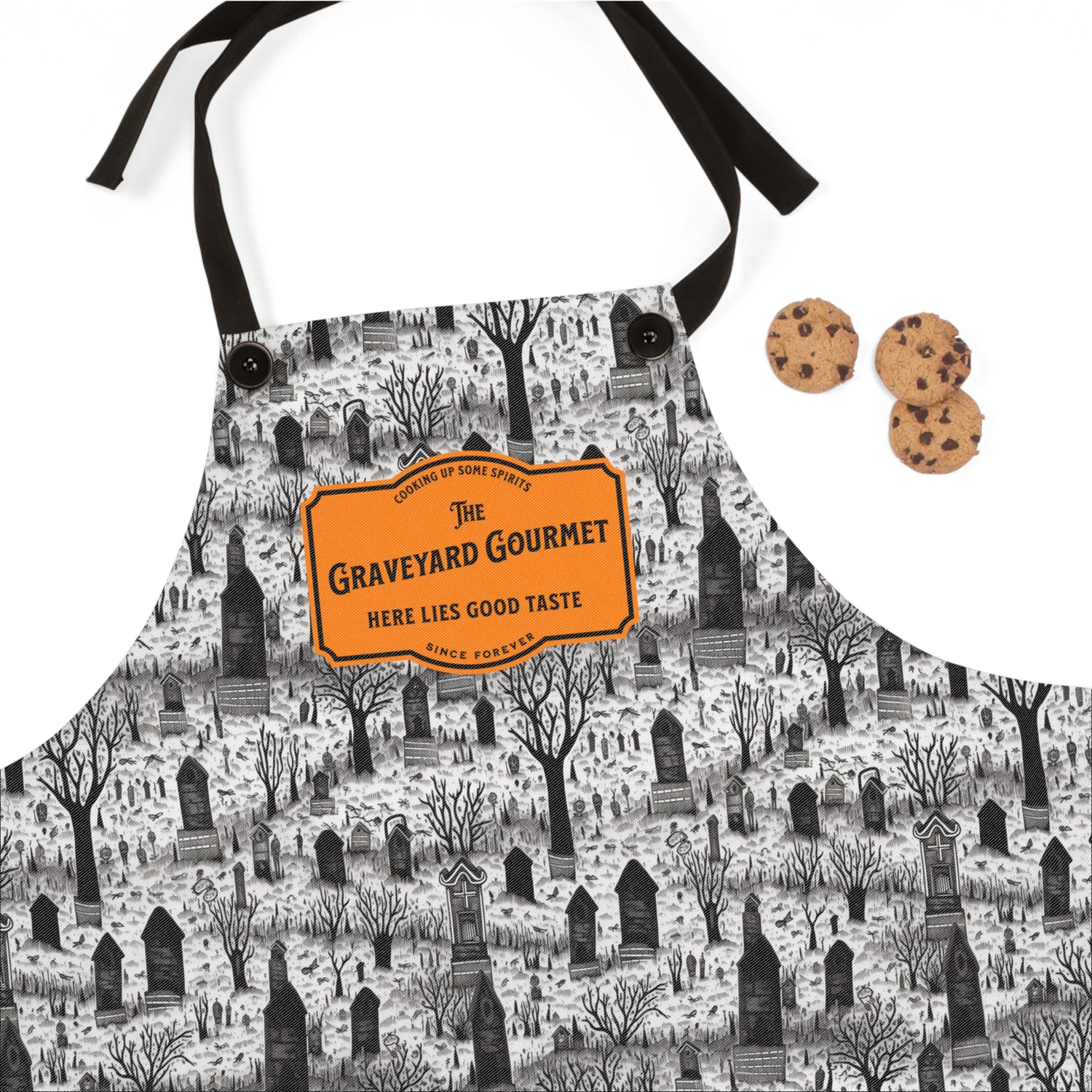 Spooky Gothic Cemetery Chic Halloween Adult Apron - The Graveyard Gourmet's Choice, Halloween Adult Bib Apron, Eat Drink & Be Scary in Style!