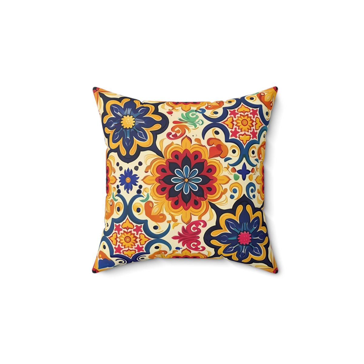 Moorish Mosaic Majesty Square Throw Pillow - Spun Polyester - Double-Sided Print - Concealed Zipper - Available in 7 sizes