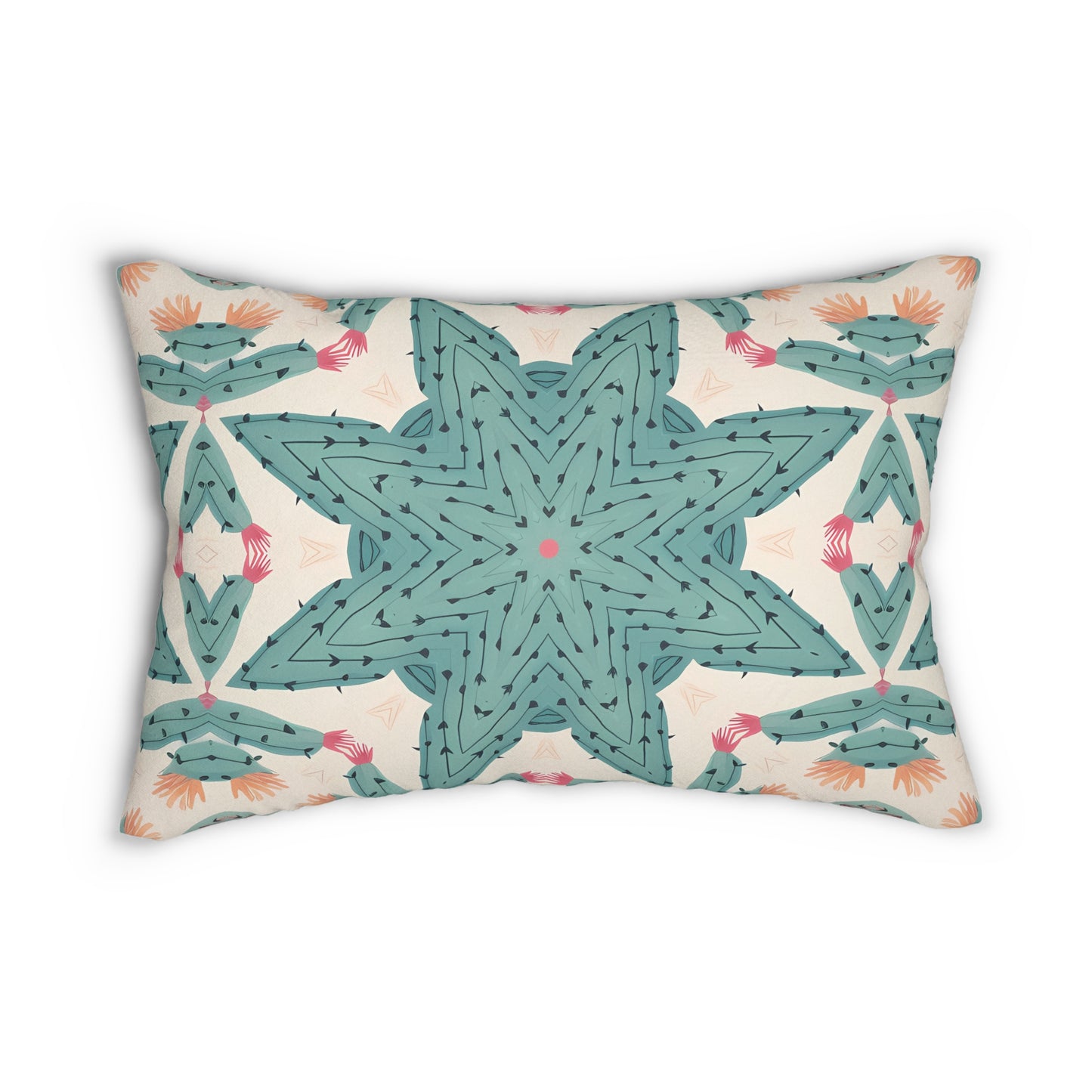 Desert Cactus Star Lumbar Pillow - Spun Polyester - Double-Sided Print - Concealed Zipper - 20" x 14"