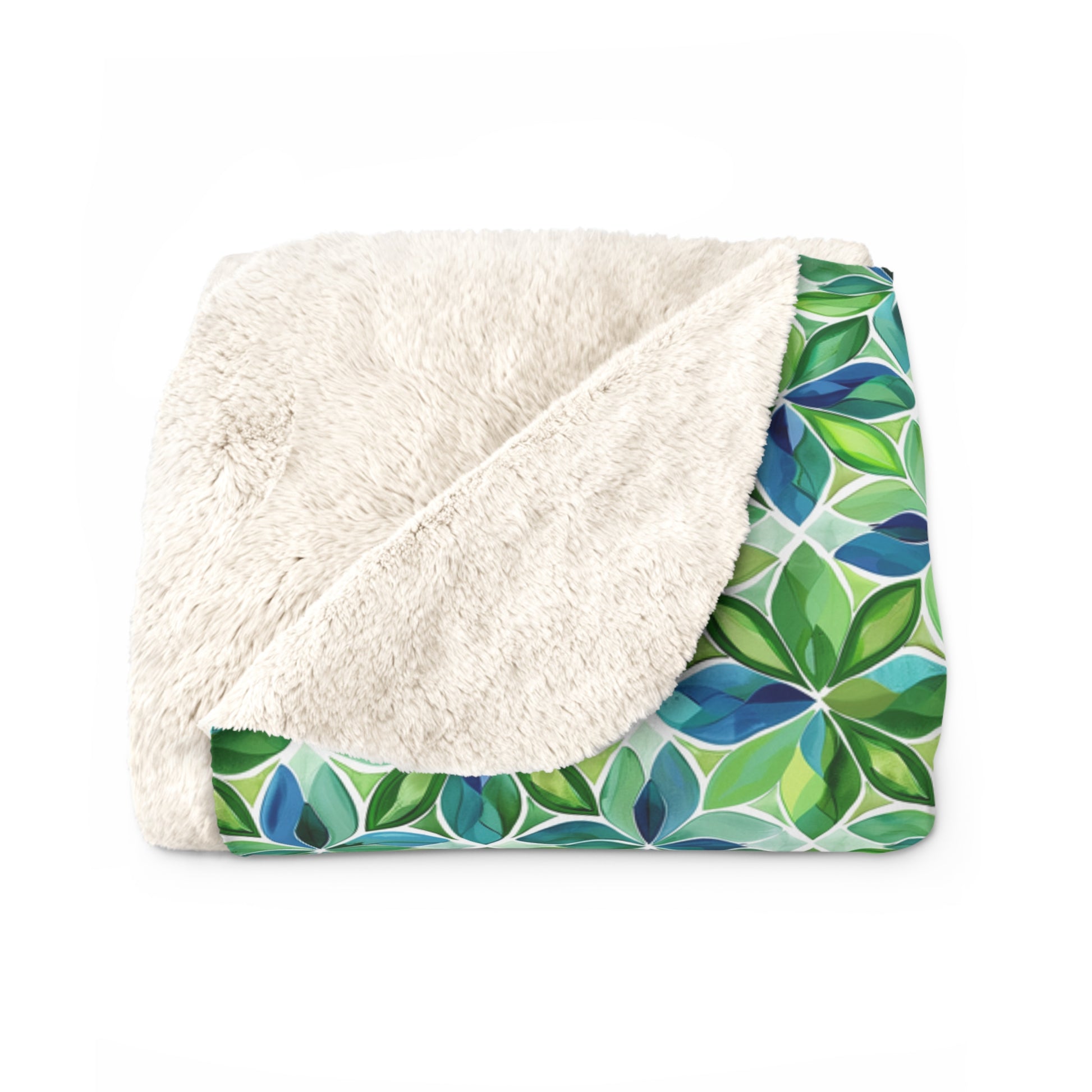 Spring Geo Flowers Sherpa Fleece Blanket - Spring Geometry in Bloom - Wrap Yourself in Nature's Abstract Comfort! Available in 2 sizes.