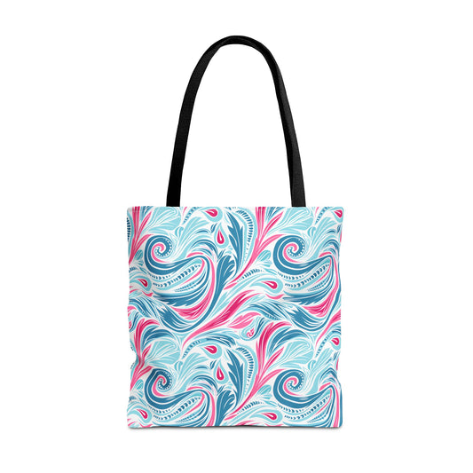 Teal Tide Twirl Tote Bag - Go Through Life with Coastal Charm! Available in 3 sizes.