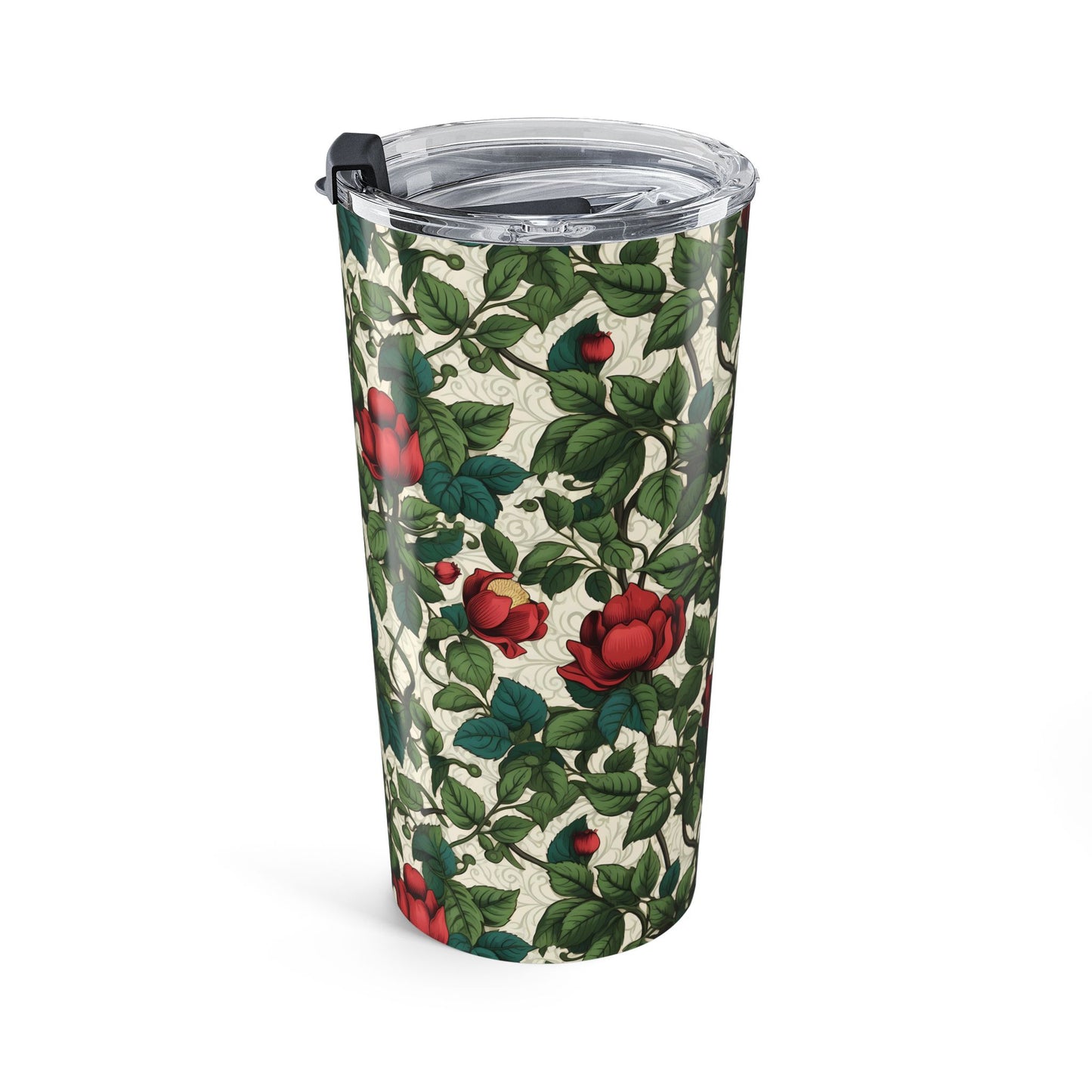 Classic Red Rose & Vine Insulated Tumbler - 20 oz. Stainless Steel, Glossy Finish