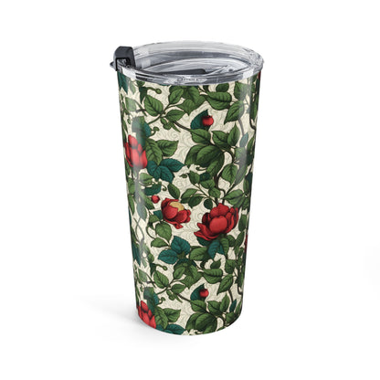 Classic Red Rose & Vine Insulated Tumbler - 20 oz. Stainless Steel, Glossy Finish