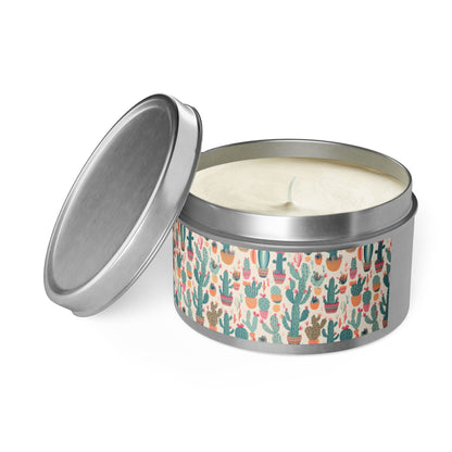 Desert Bloom Boom Tin Candle. Desert Blooms in a Tin. Available in 2 sizes, 3 finishes, and 5 scents.