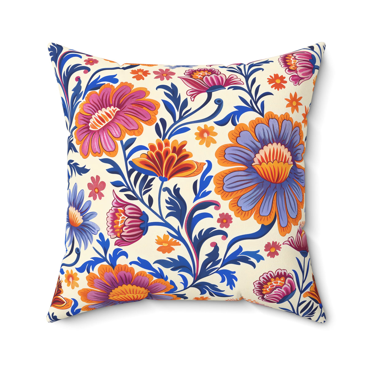 Regal Blossom Square Throw Pillow - Spun Polyester - Double-Sided Print - Concealed Zipper - Available in 7 sizes