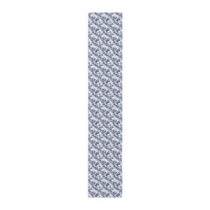Blue & White English Countryside Table Runner - Cotton Twill - Available in 2 sizes: 16" x 72" and 16" x 90".