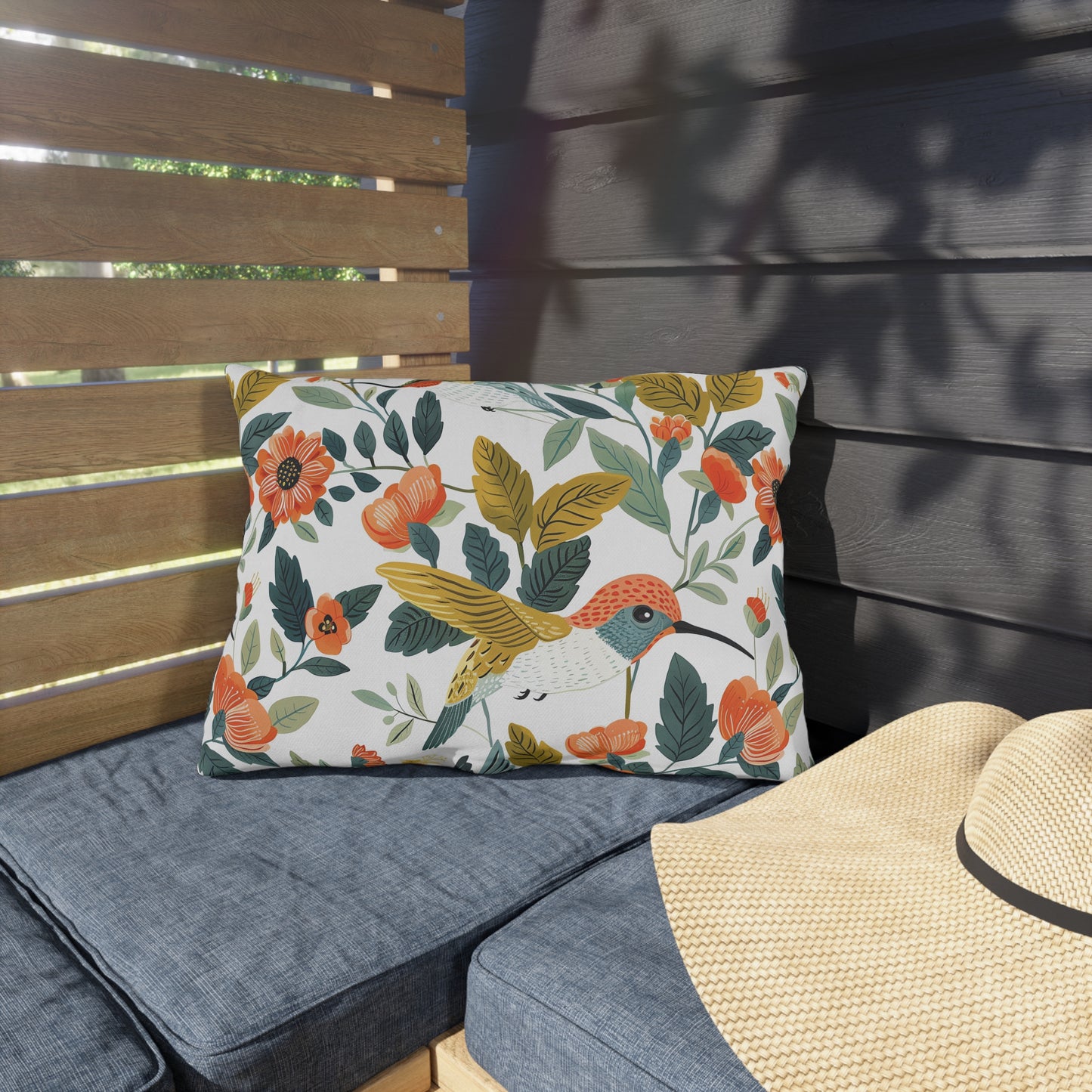 Hummingbird Harmony Outdoor Lumbar Pillow - Spun Polyester - Double-Sided Print - UV-Resistant - Water-Resistant - Lumbar Size: 20" x 14"