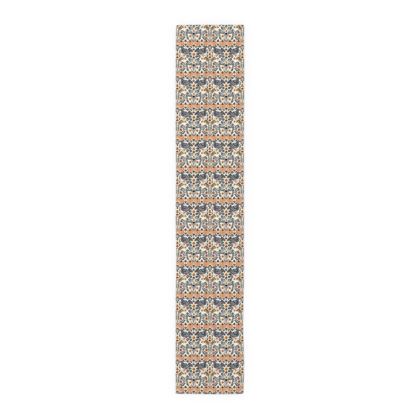 Autumn Harvest Woodcut Table Runner - Cotton Twill - Available in 2 sizes: 16" x 72" and 16" x 90".
