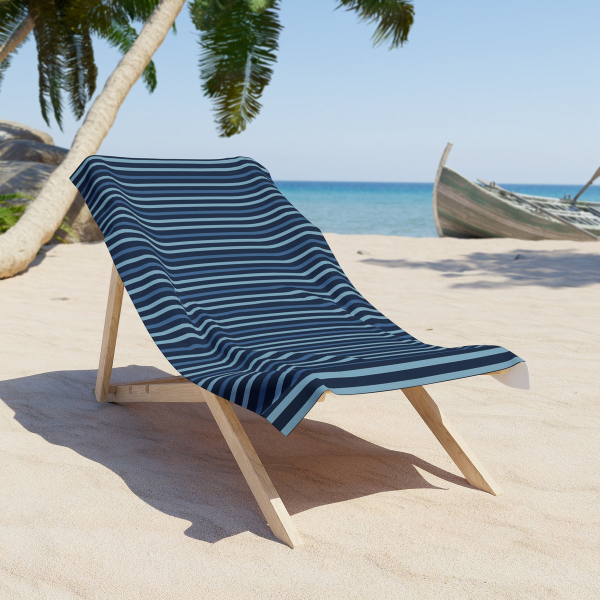 Shades of Dark Blue Stripes Luxurious Beach Towel - Available in 2 sizes.