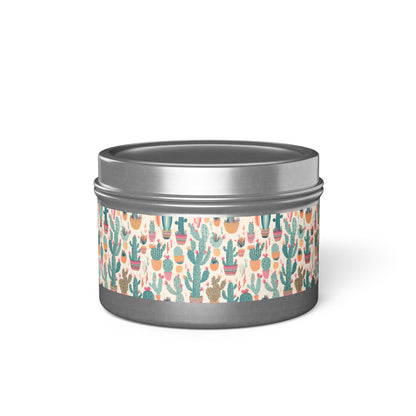 Desert Bloom Boom Tin Candle. Desert Blooms in a Tin. Available in 2 sizes, 3 finishes, and 5 scents.