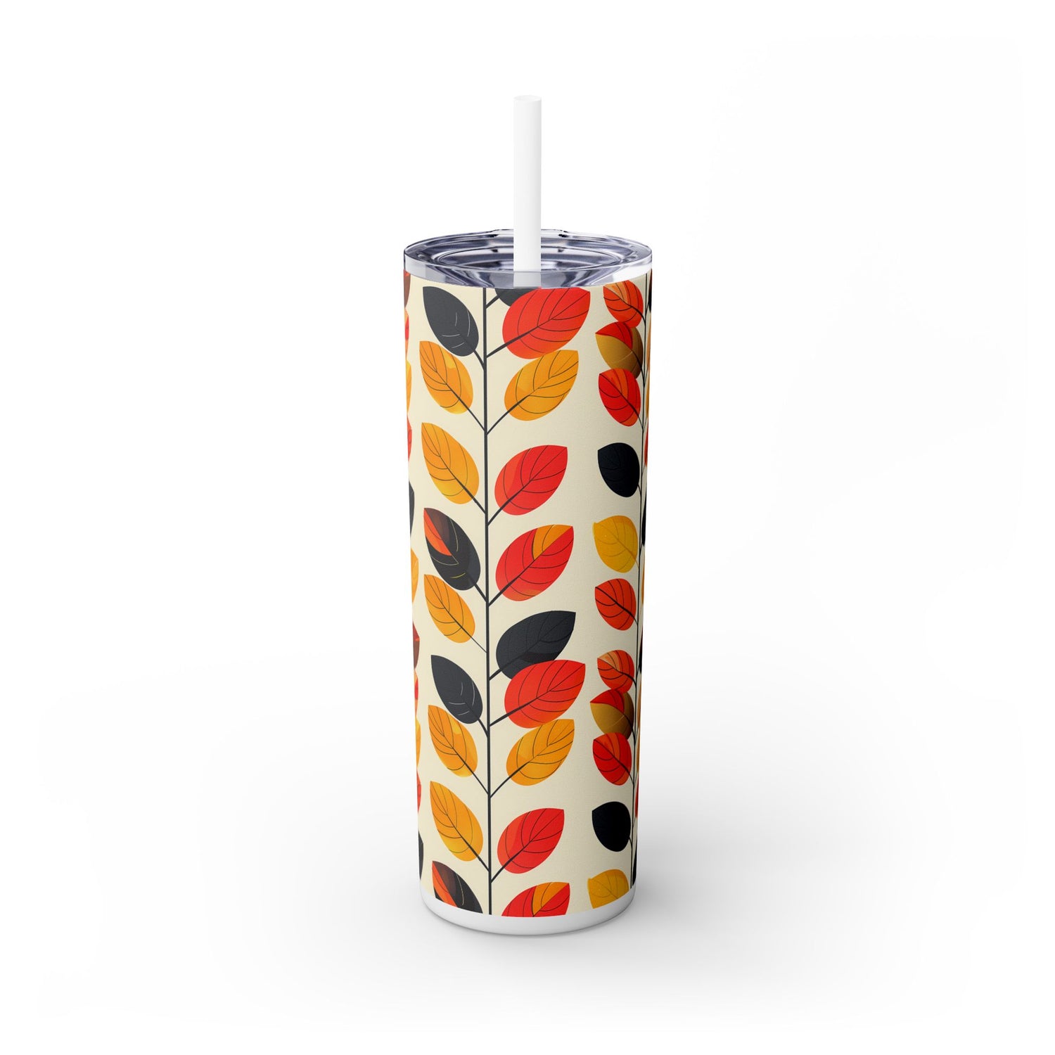 Retro Vines Skinny Tumbler with Straw - 20oz. Insulated Stainless Steel - Revive the Midcentury Retro Vibe with Every Carry!